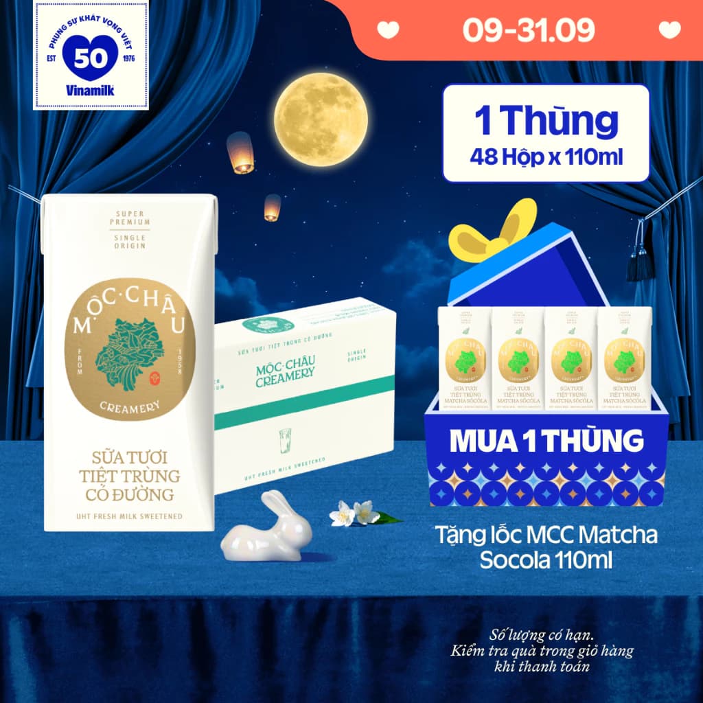 Thùng 48 hộp Tươi Tiệt Trùng  Mộc Châu Creamery 110ml