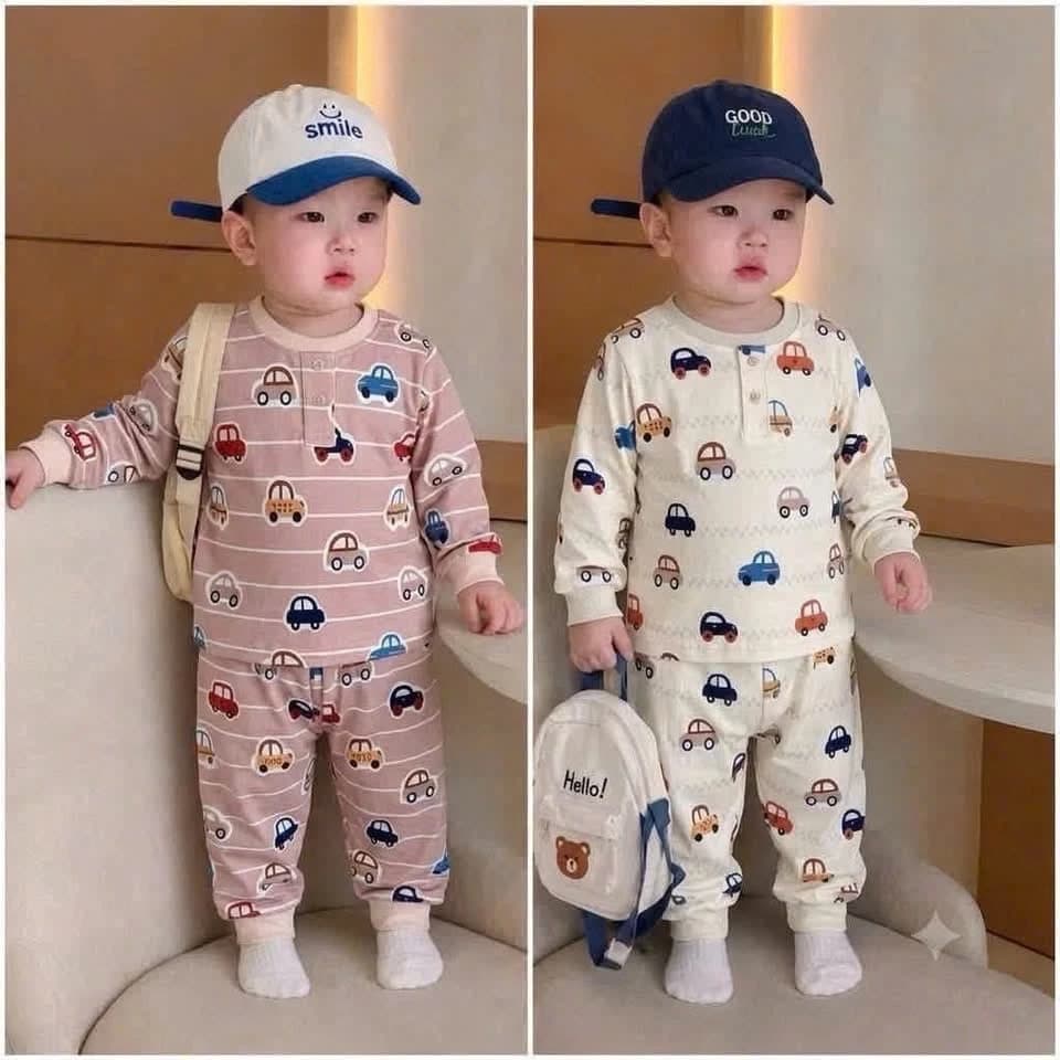 sét bộ cho bé họa tiết oto dễ thương chất liệu co giãn vận động thỏa mái sz 8-20kg QC 48