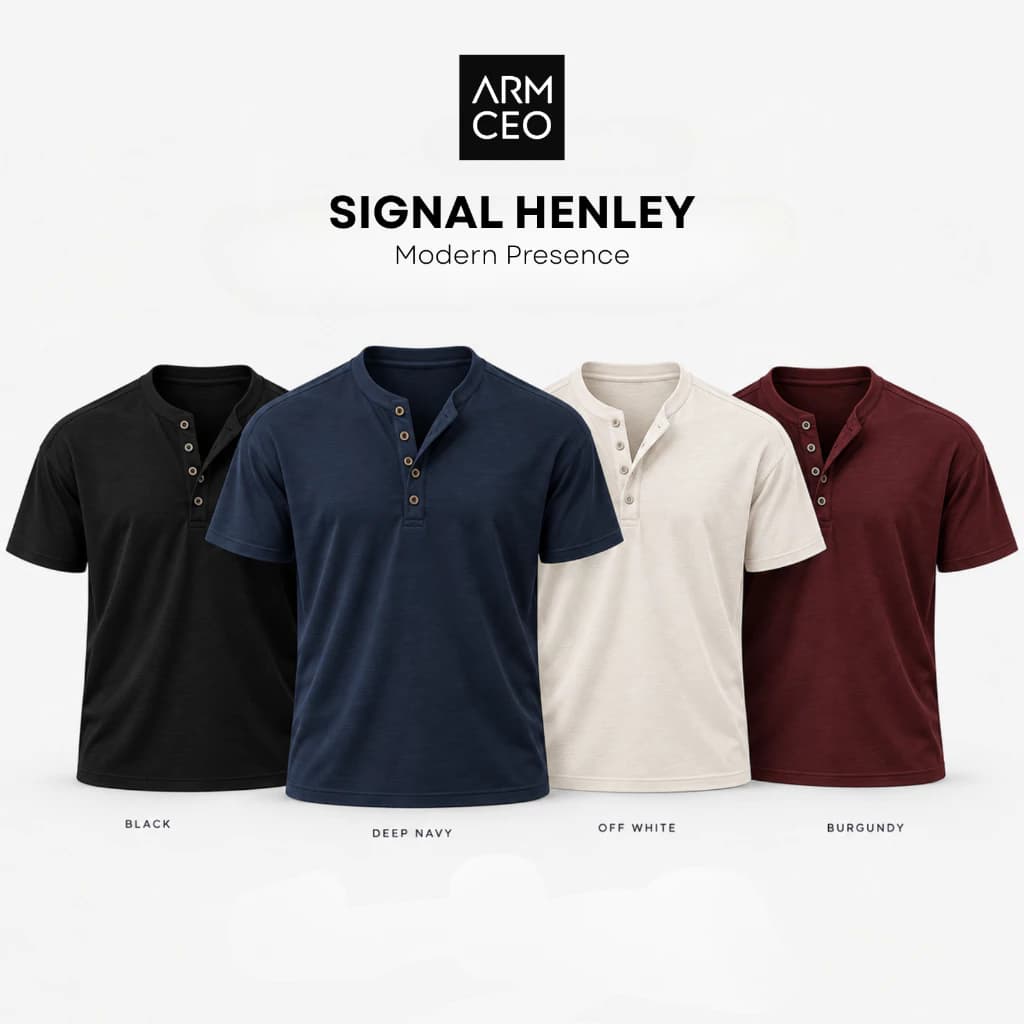 Áo thun nam ARMCEO Signal Henley chất liệu rayon đặc biệt siêu mát, co giãn -ART17