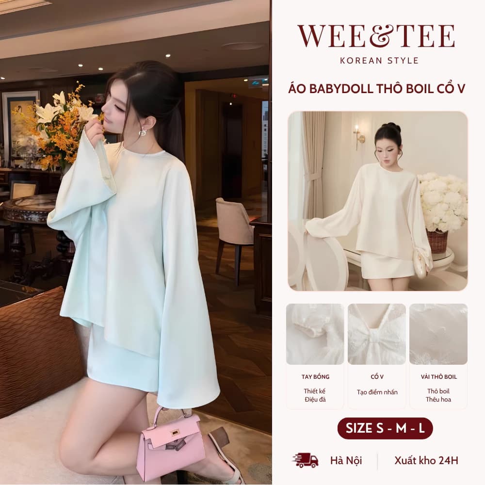 [MỞ BÁN GIẢM 20K] Set Lụa Trơn Cổ Tròn Tay Dài Loe Phối Chân Váy Chữ A Cạp Ép Mùng Đơn Giản Sang Trọng