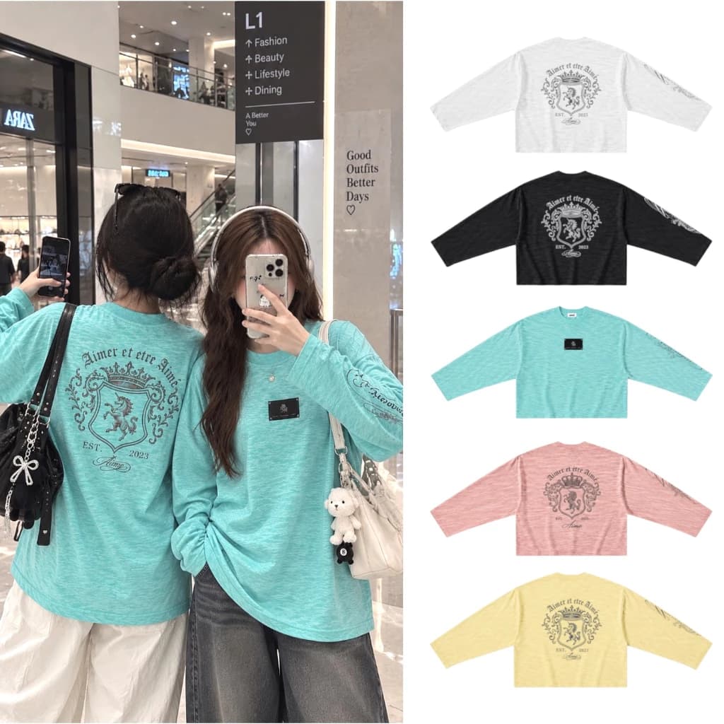 COTTON XƯỢC [ATD05 Ver5] Aimesaigon Áo Thun Tay Dài Long Sleeve Boxy Form Rộng Cổ Tròn " UNICORN " Unisex Nam Nữ Basic