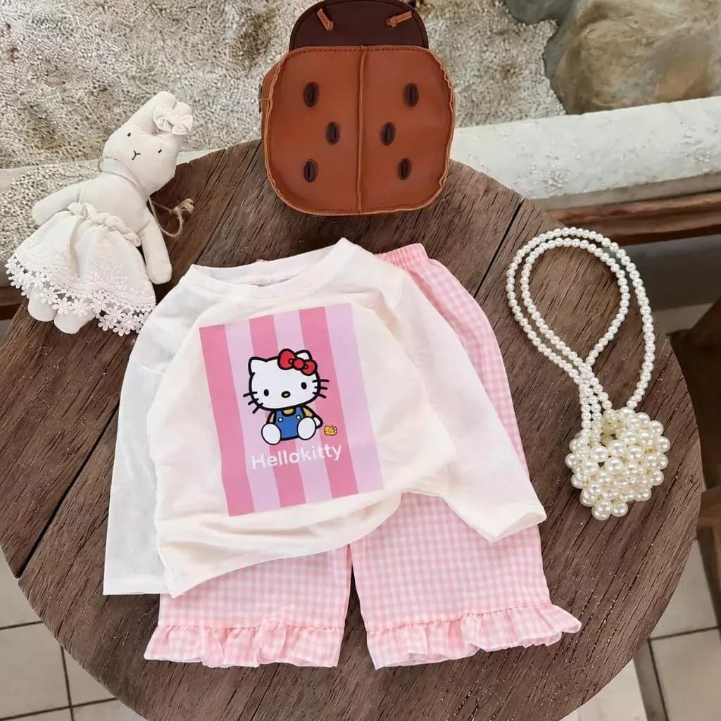 Set áo tay dài kèm quần suông bé gái, set thu đông bé gái nhiều màu in hình dễ thương H2T Baby Kid