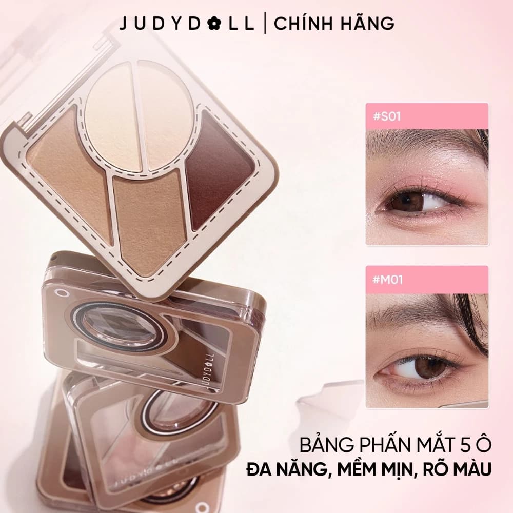 JUDYDOLL Phấn mắt 5 màu Multi 5 Color Palette Đa năng Kẻ chân mày,Trang điểm mắt 3,6g (date 10/2026)