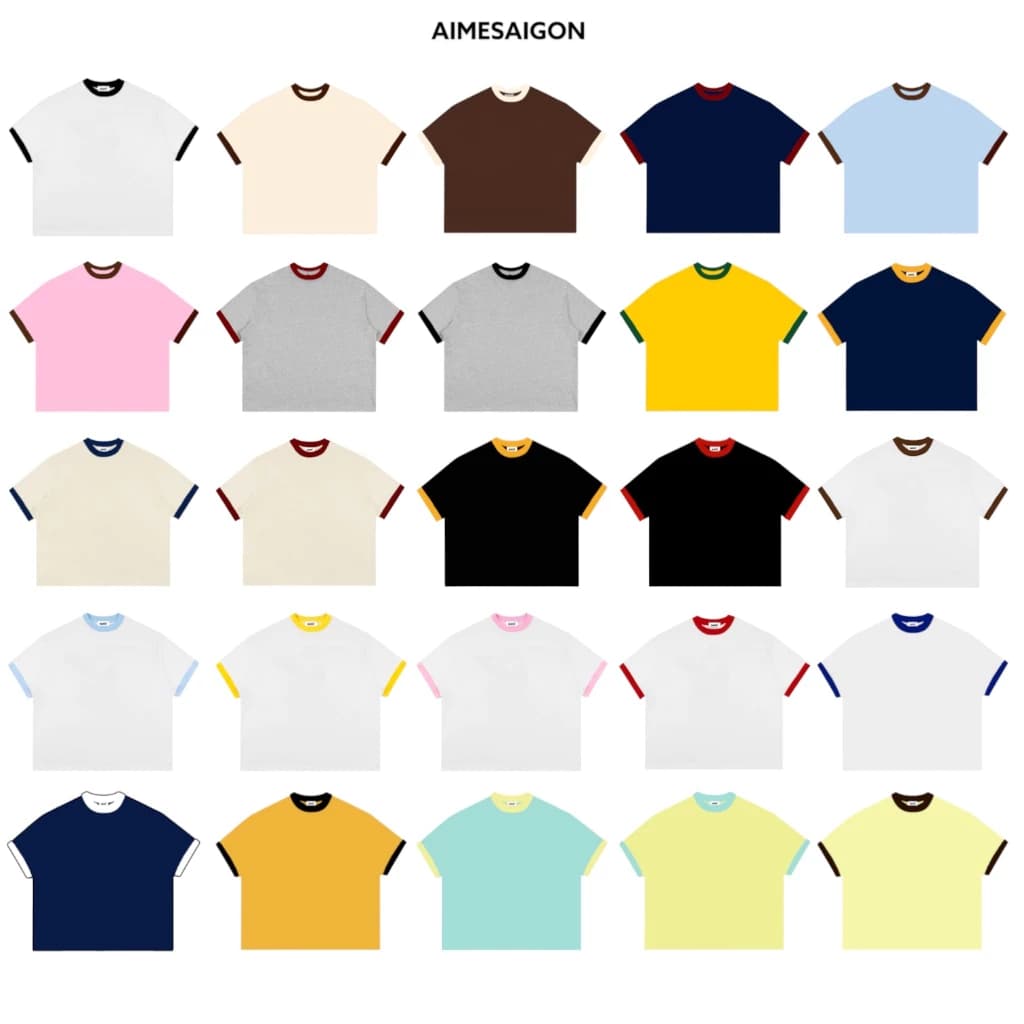 [TRƠN PHỐI TAY] Áo Thun Trơn Tay Ngắn Boxy Local Brand AIMÉ Basic Cotton Form Rộng Cổ Tròn Unisex Nam Nữ