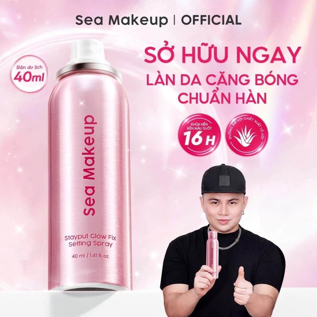 Xịt khoá nền Sea Makeup Glow Fix Setting Spray 40ml [1]