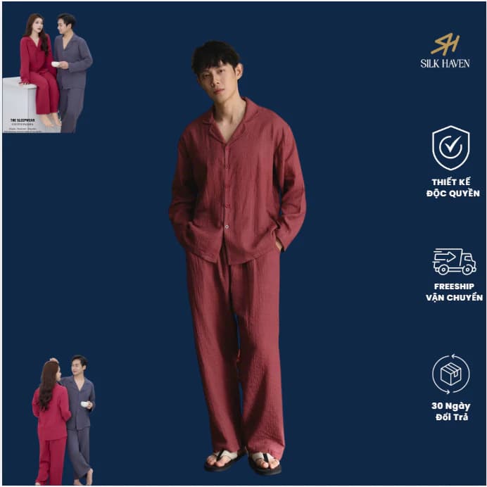 Bộ pijama nữ Xô muslin cao cấp  -BĐ06- Bộ đồ mặc nhà chất vải em bé cao cấp cho nam và nữ