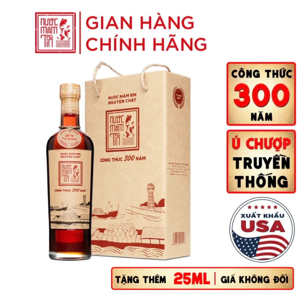 [Nước mắm NGON] 01 Chai Nước mắm Tĩn nhãn đỏ 40N chai thủy tinh 525ml rin nguyên chất truyền thống