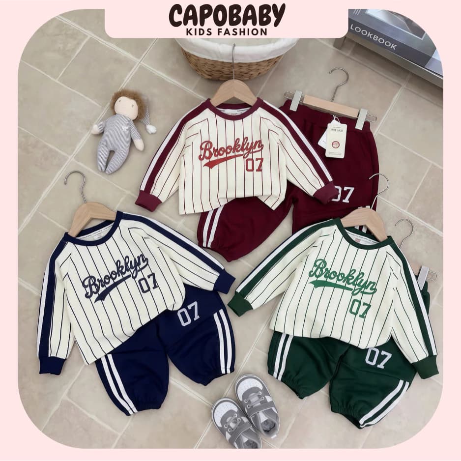 Bộ Đồ Thu Đông Cho Bé Trai Bé Gái Họa Tiết Kẻ Sọc Brooklyn 07 Phong Cách Thể Thao Năng Động Chất Liệu Cực Mềm(TD088)
