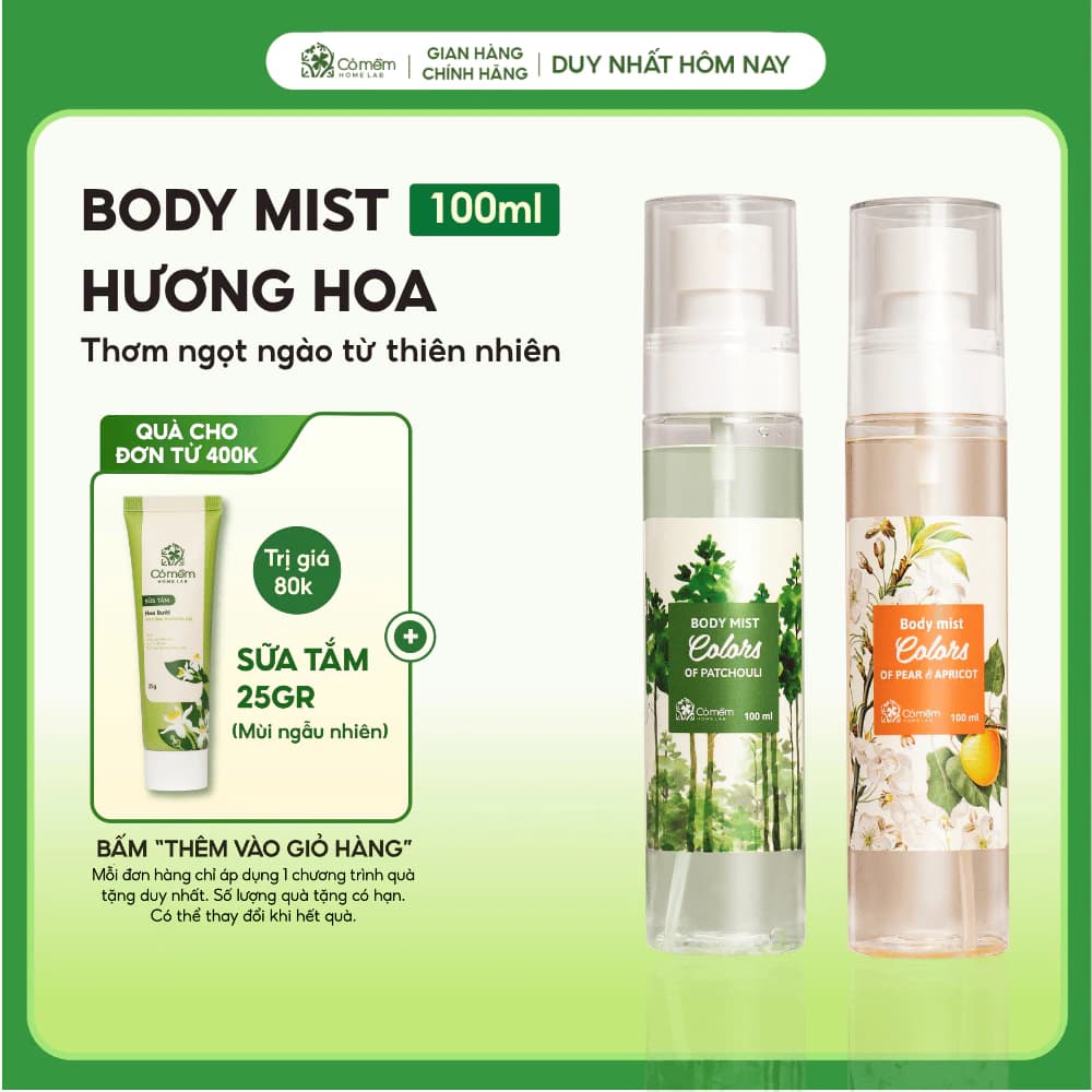 Body Mist Xịt Thơm Toàn Thân Quần Áo Nam Nữ Hương Nước Hoa Ngọt Ngào Thanh Mát Dịu Nhẹ Cỏ Mềm 100ml
