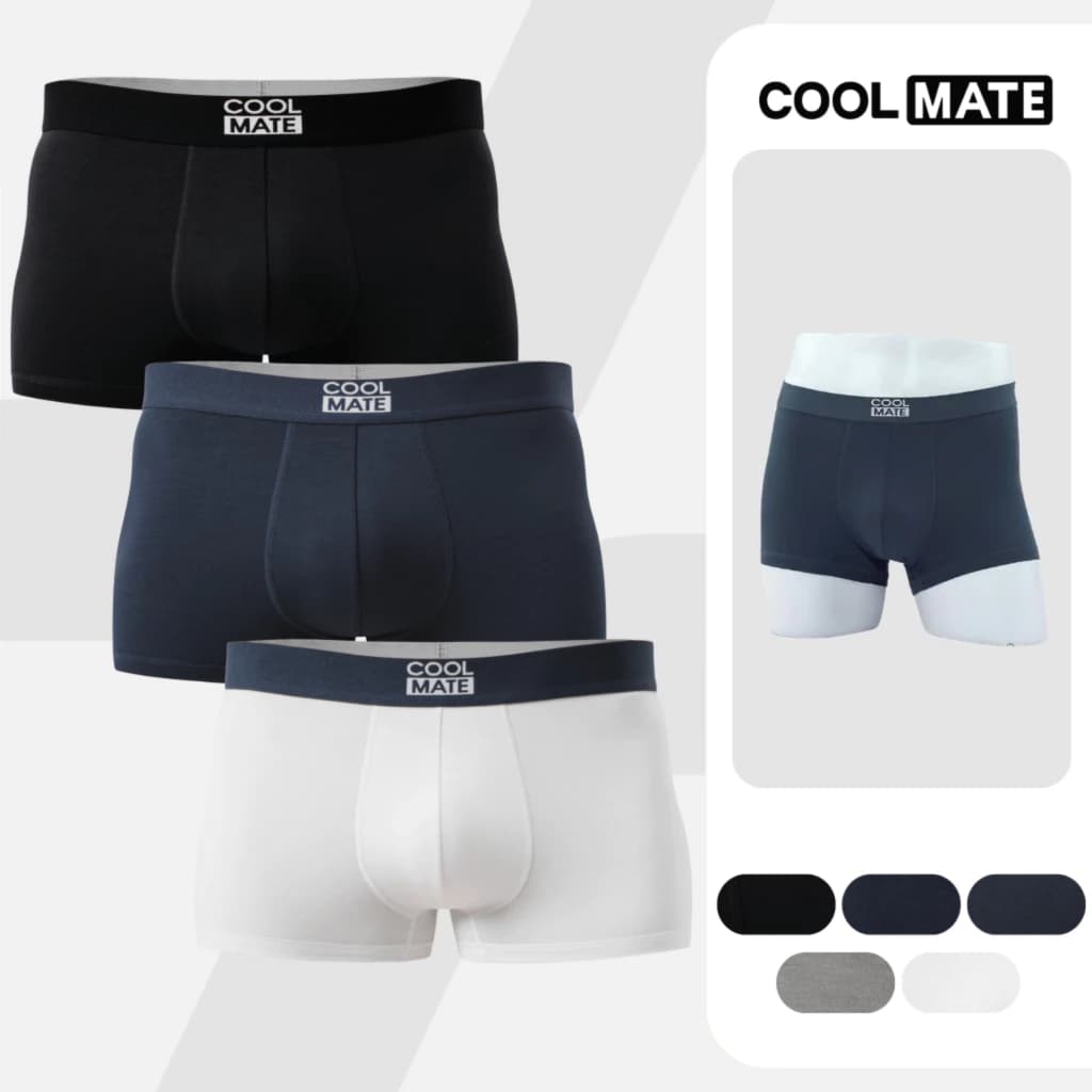 Combo 3 quần lót nam dáng Trunk Bamboo mềm mại, kháng khuẩn, thấm hút tốt Coolmate
