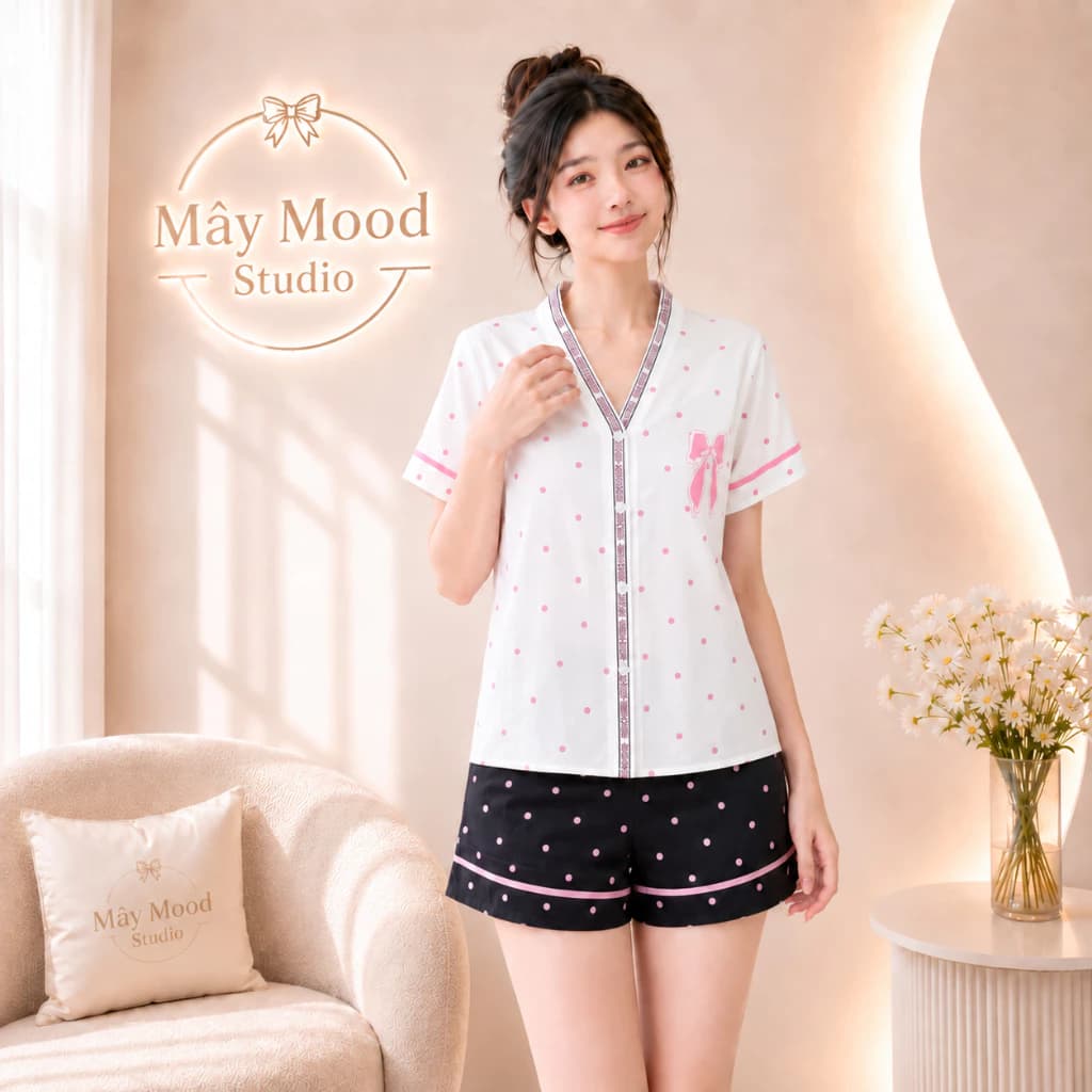 Bộ Ngủ Pyjama Nữ Mùa Hè Cộc Đùi Cổ Chữ Y Chất Lụa Cát Mềm Mịn Màu Sắc Cá Tính Trẻ Trung Size 40-68kg