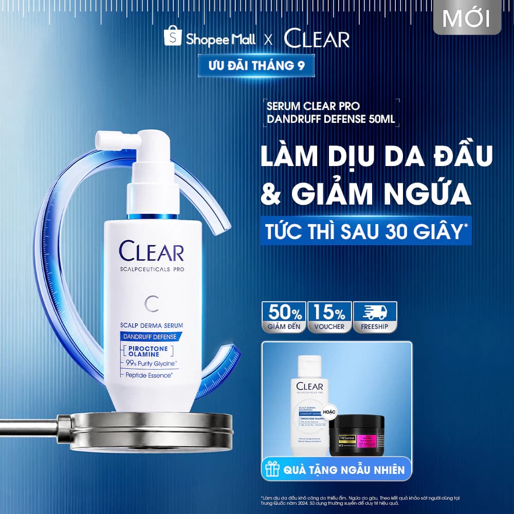 [MỚI] Serum Chuyên Dụng Giúp Làm Dịu Da Đầu Clear Pro Dandruff Defense 50ML