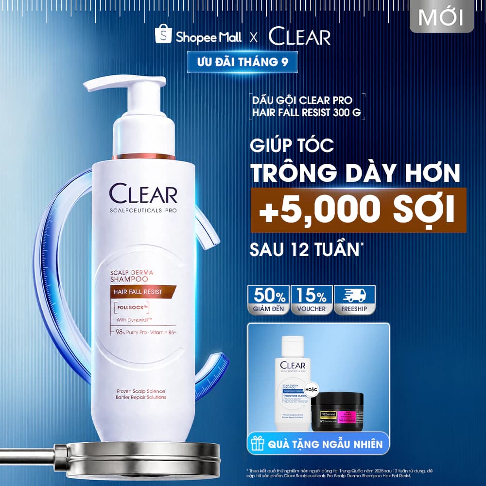 [MỚI] Dầu Gội Chuyên Dụng Giúp Tóc Trông Dày Hơn Clear Pro Hairfall Resist 300G