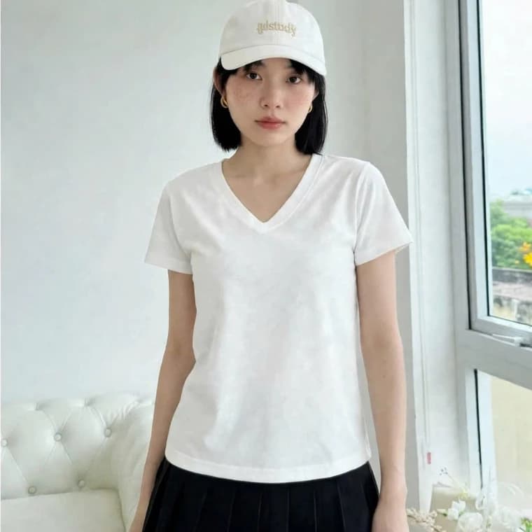 ÁO THUN BABYTEE Cổ Tim Trơn Chất cotton 4 chiều thoáng mát đi học đi chơi đi làm