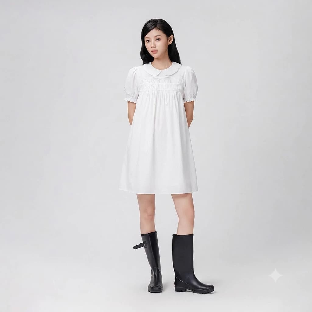 Đầm babydoll THE C.I.U, váy xòe form rộng cổ sen thắt nơ - Hani Dress