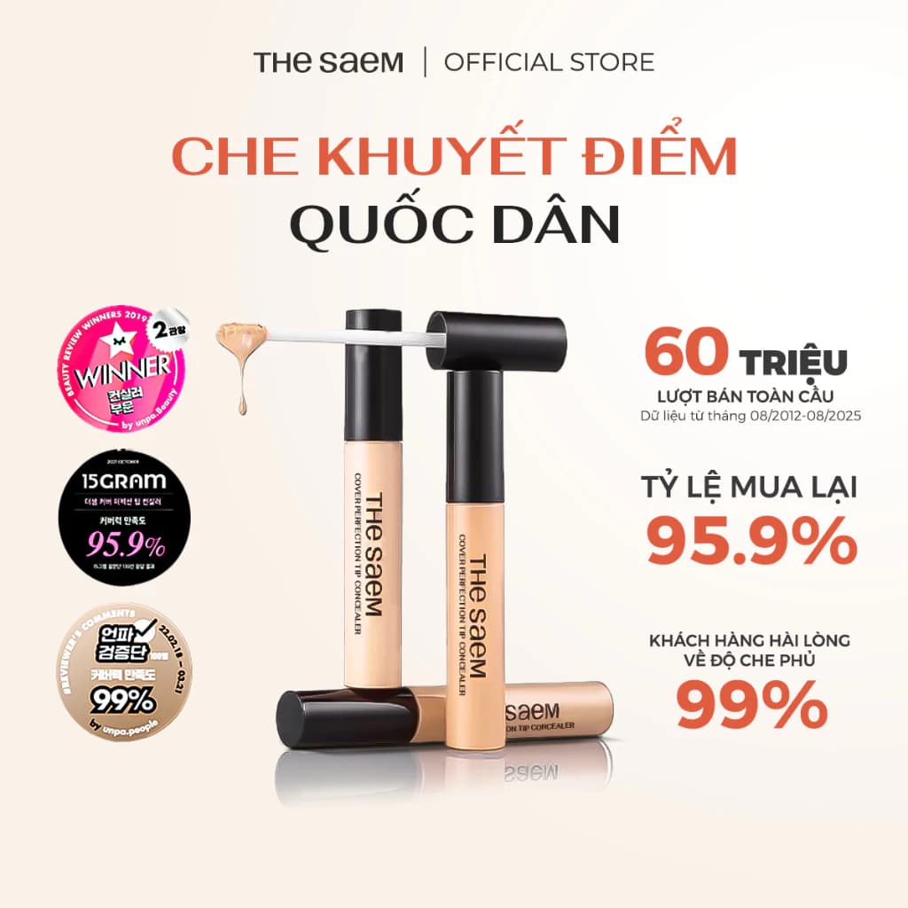[THE SAEM] Che khuyết điểm che phủ cao THE SAEM Cover Perfection Tip Concealer
