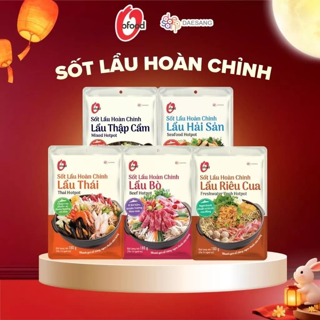 [O'FOOD VN] SỐT LẨU HOÀN CHỈNH O'FOOD 180G – SỐT LẨU HÀN QUỐC, 5 VỊ THƠM NGON, TIỆN LỢI