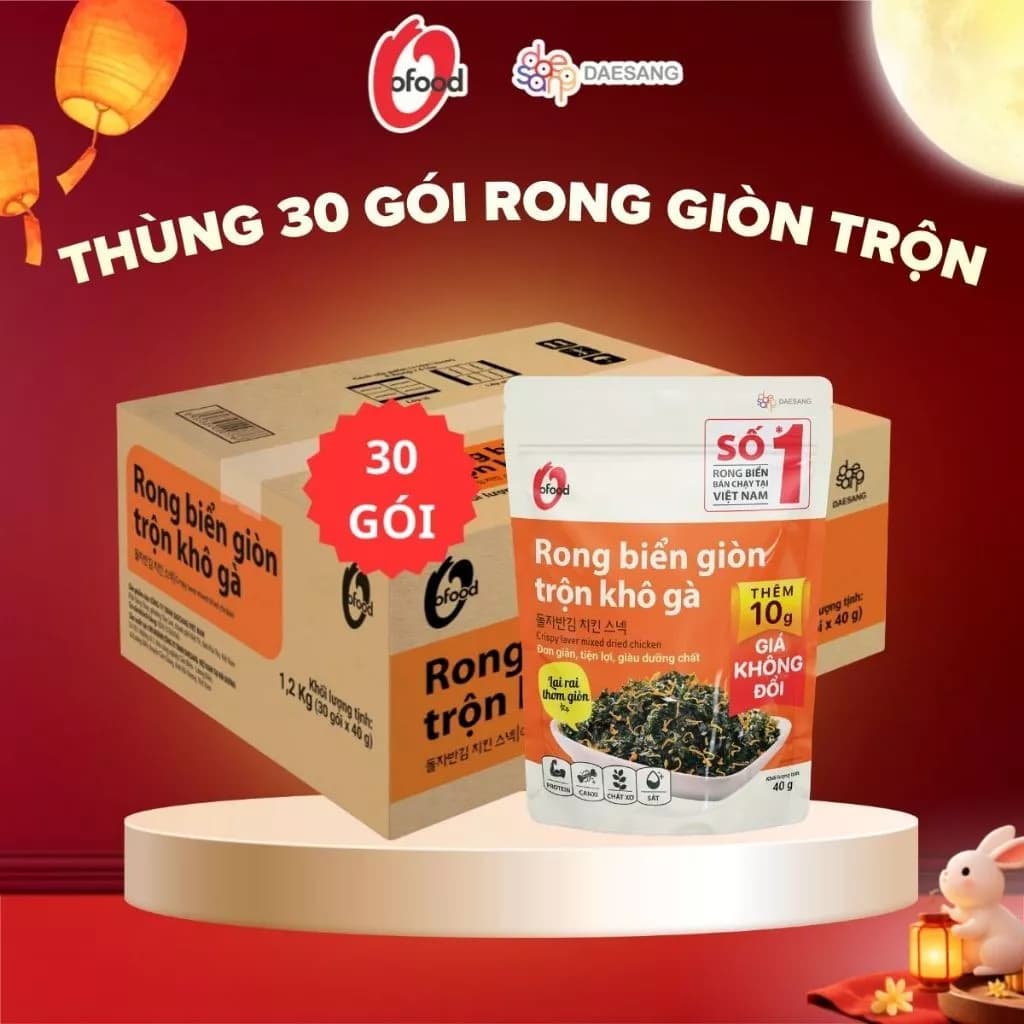 [THÙNG 30 GÓI] Rong biển giòn trộn các vị O'food gói 40g