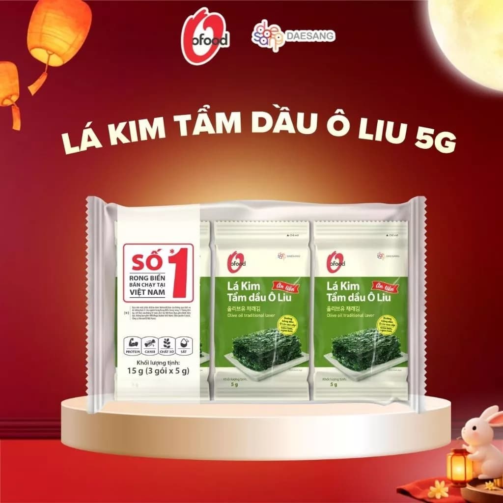Rong biển / Lá kim tẩm dầu Ô liu O’Food – Giòn thơm, ăn liền hoặc ăn kèm - Đồ ăn vặt ngon