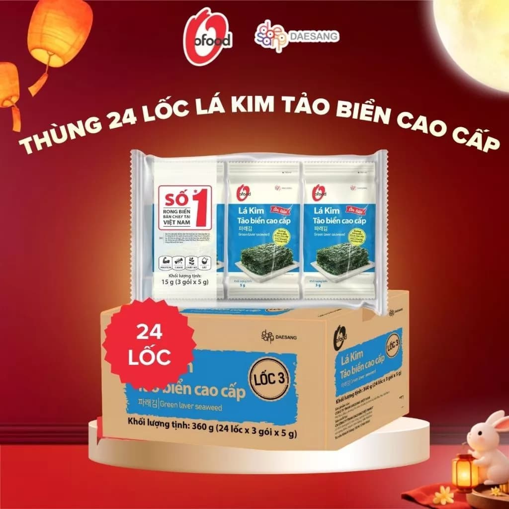[Thùng 24 lốc] Lá kim tảo biển cao cấp O'Food (72 gói)