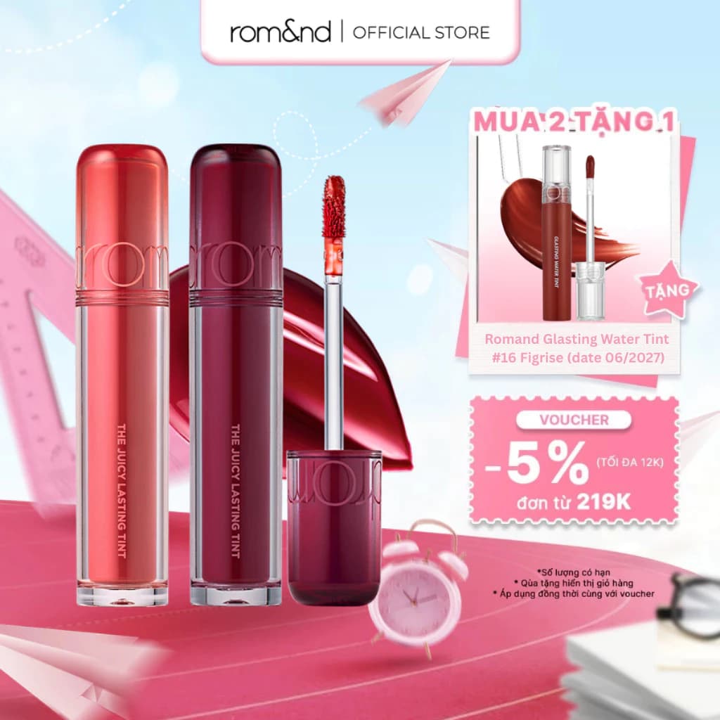 [Rom&nd] Son Tint lì cho môi căng mọng THE JUICY LASTING TINT
