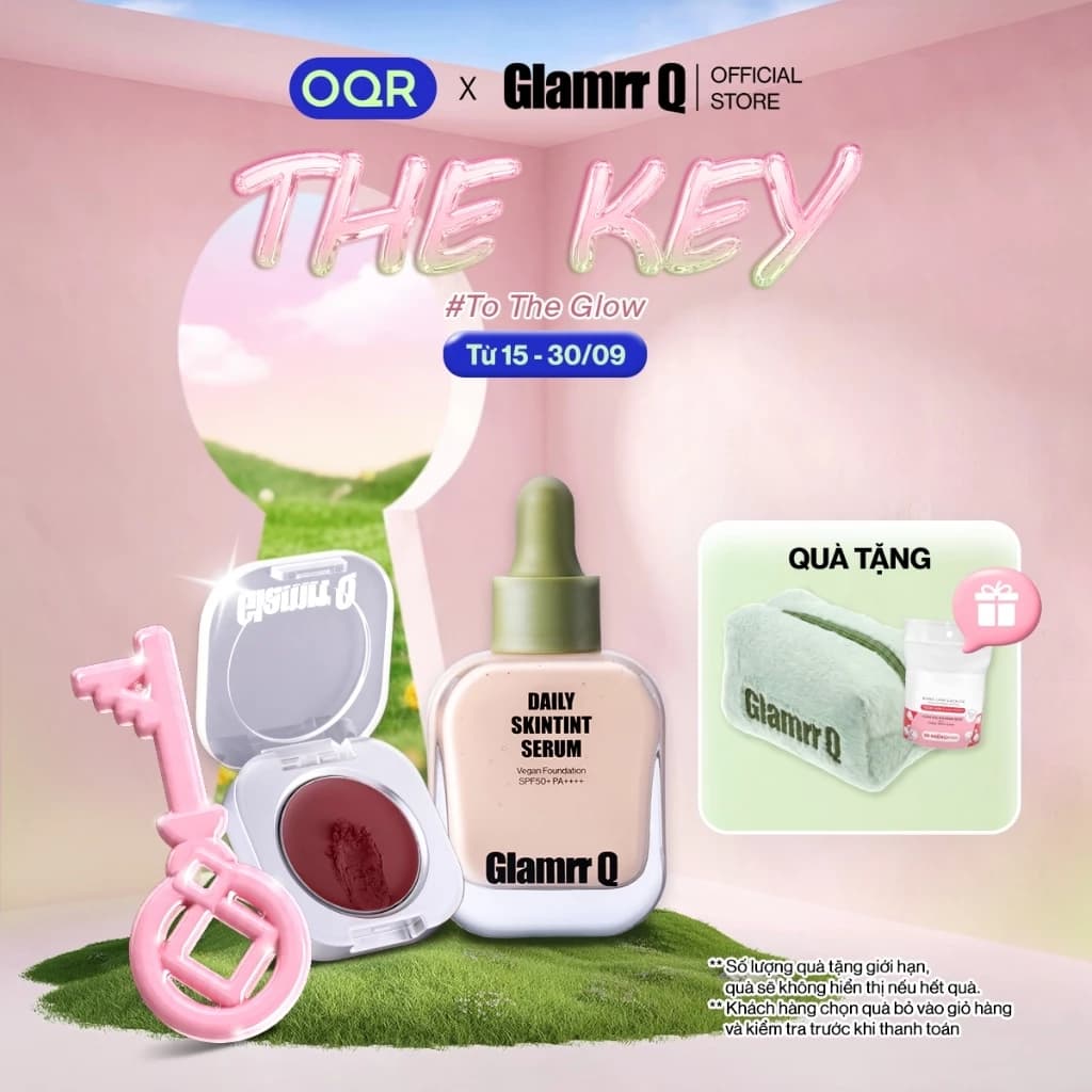 Combo Glamrr Q Kem nền Skintint (30ml) & Má hồng kem đa năng Lip Cheek Pot (1.8g)