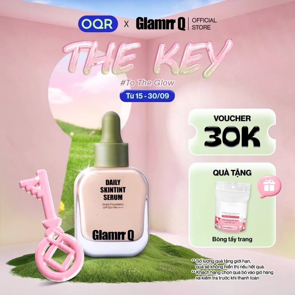 Kem Nền Serum Căng Bóng Glamrr Q Daily SkinTint Serum Vegan Foundation SPF50+/PA++++ (30ml)