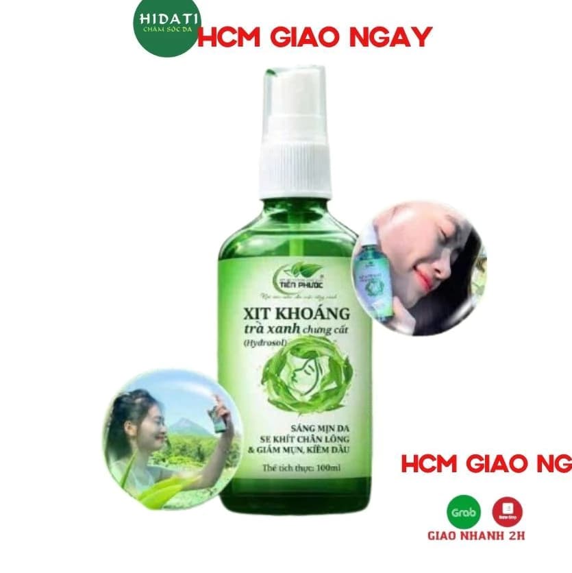 Xịt khoáng trà xanh HTX nông dược xanh Tiên Phước 100ml.