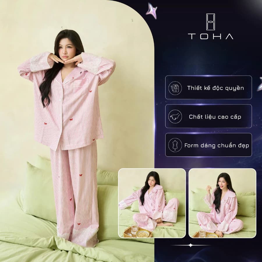 Toha Homewear Bộ Pijama Mặc Nhà Dễ Thương Mát Mẽ Lace Dream Sleepwear