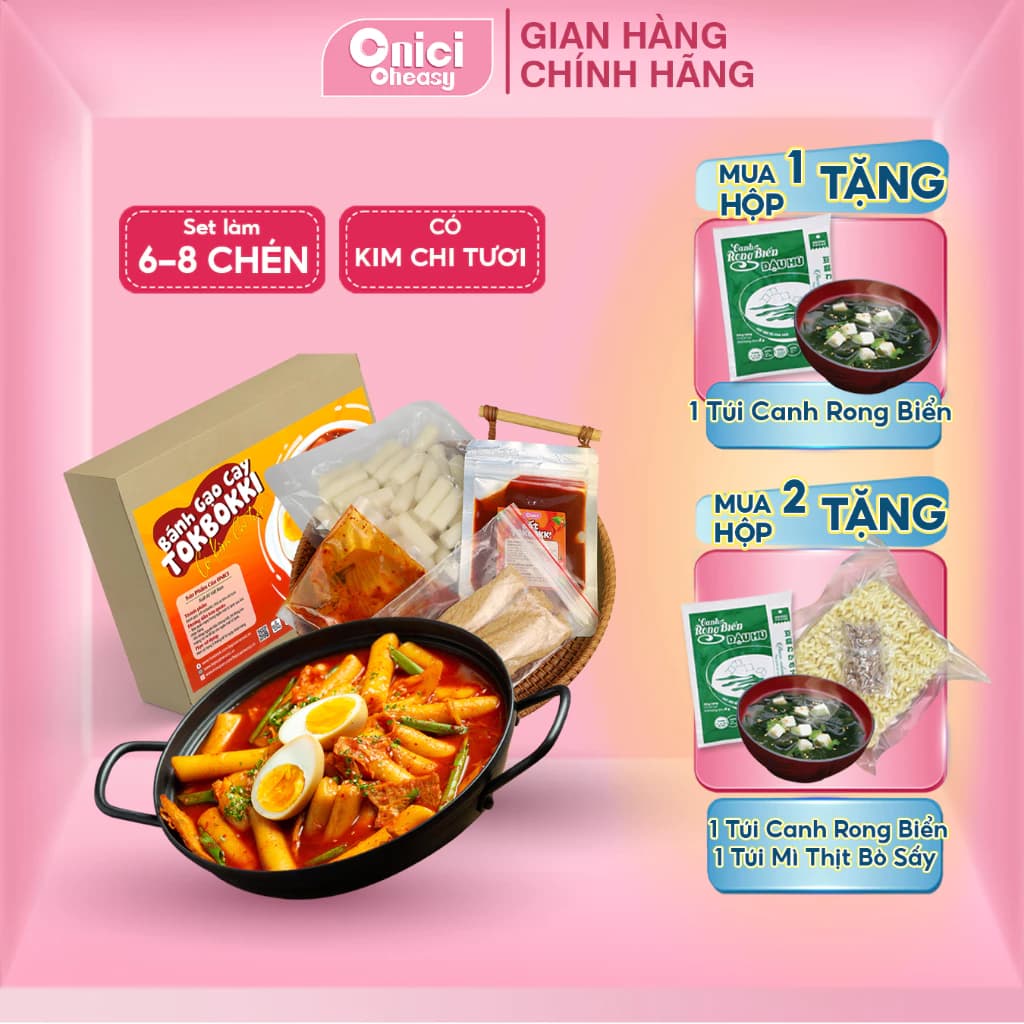 Set nguyên liệu nấu Tokbokki kèm kim chi ONICI set nhỏ nấu 8 chén