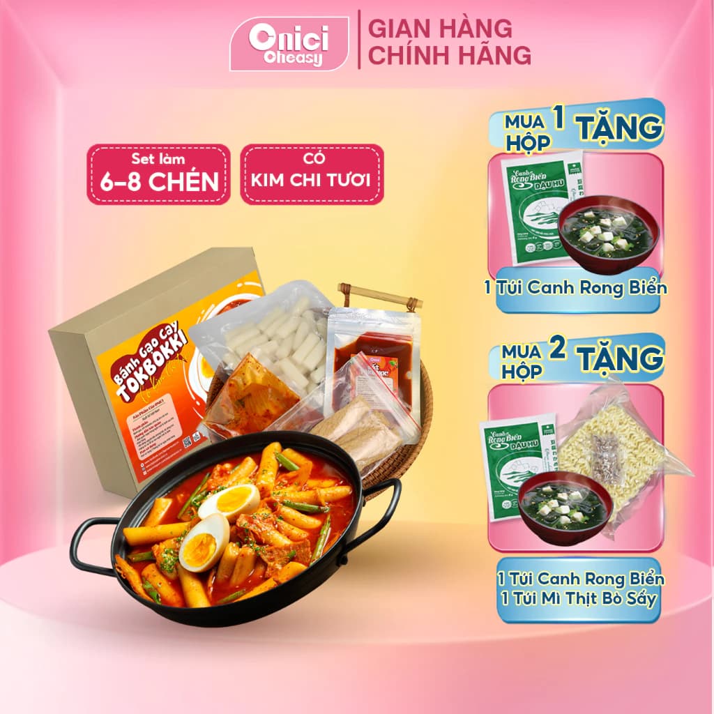 Set nguyên liệu Tokbokki nấu 8 chén kèm kim chi Onici set nhỏ