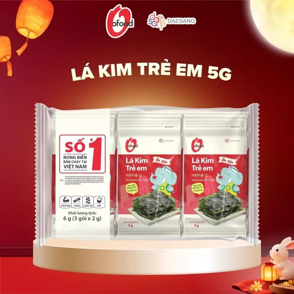 Lá kim ăn liền O’Food cho trẻ em – Lốc 3 gói – Đồ ăn vặt ngon