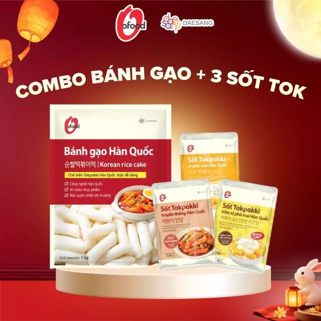 [O'FOOD] COMBO BÁNH GẠO 1KG VÀ 3 GÓI SỐT TOKPOKKI 120G
