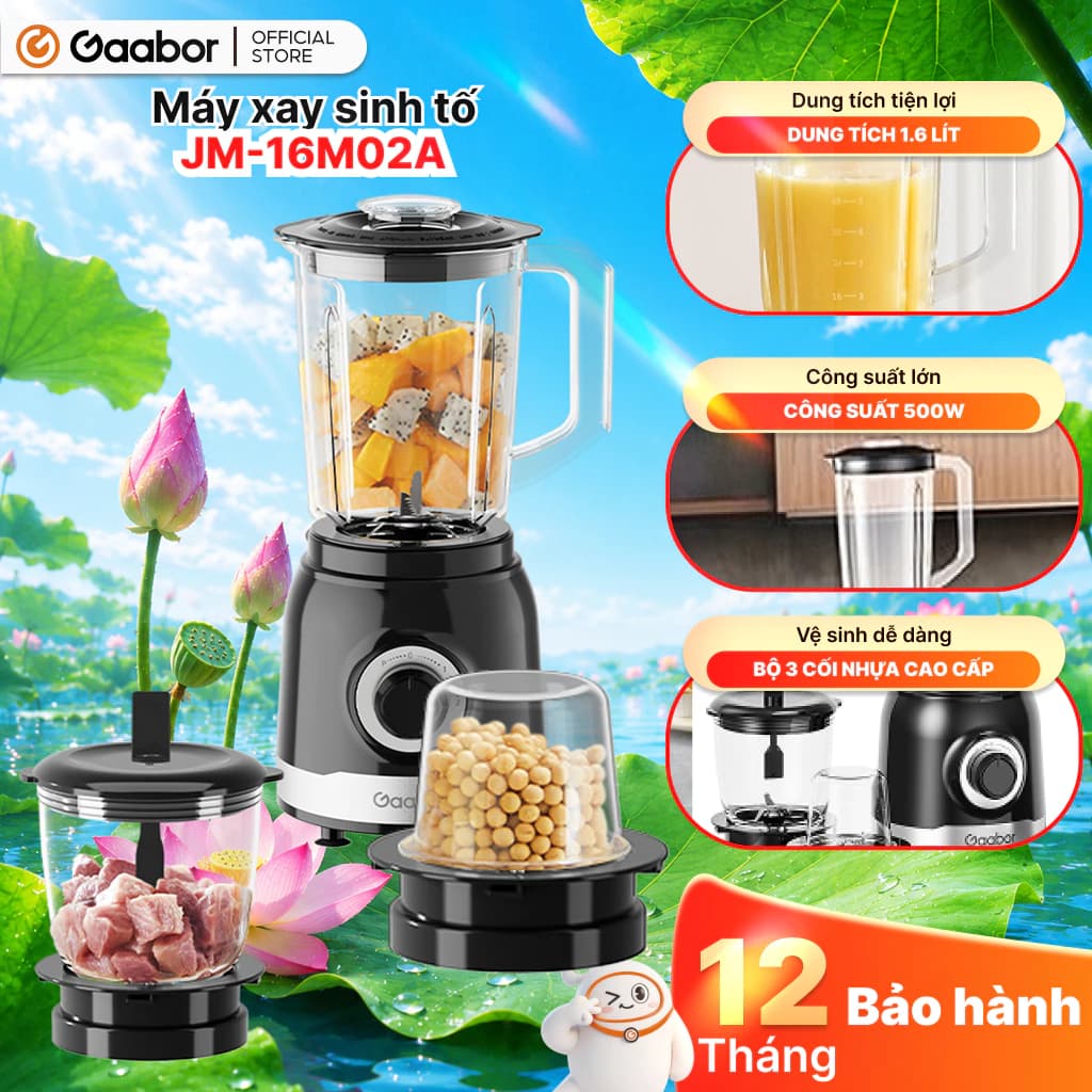 Gaabor Máy xay sinh tố JM-16M02A đa năng 3in1 dung tích lớn công suất 500W xay gia vị xay sinh tố [L]