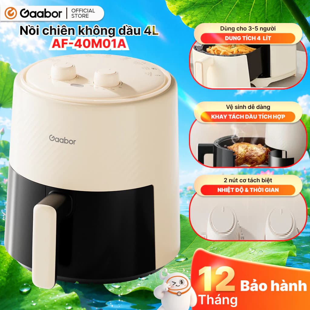 Gaabor Nồi chiên không dầu 4L AF-40M01A chiên nướng đa năng không dầu mỡ điều chỉnh nhiệt độ [L]