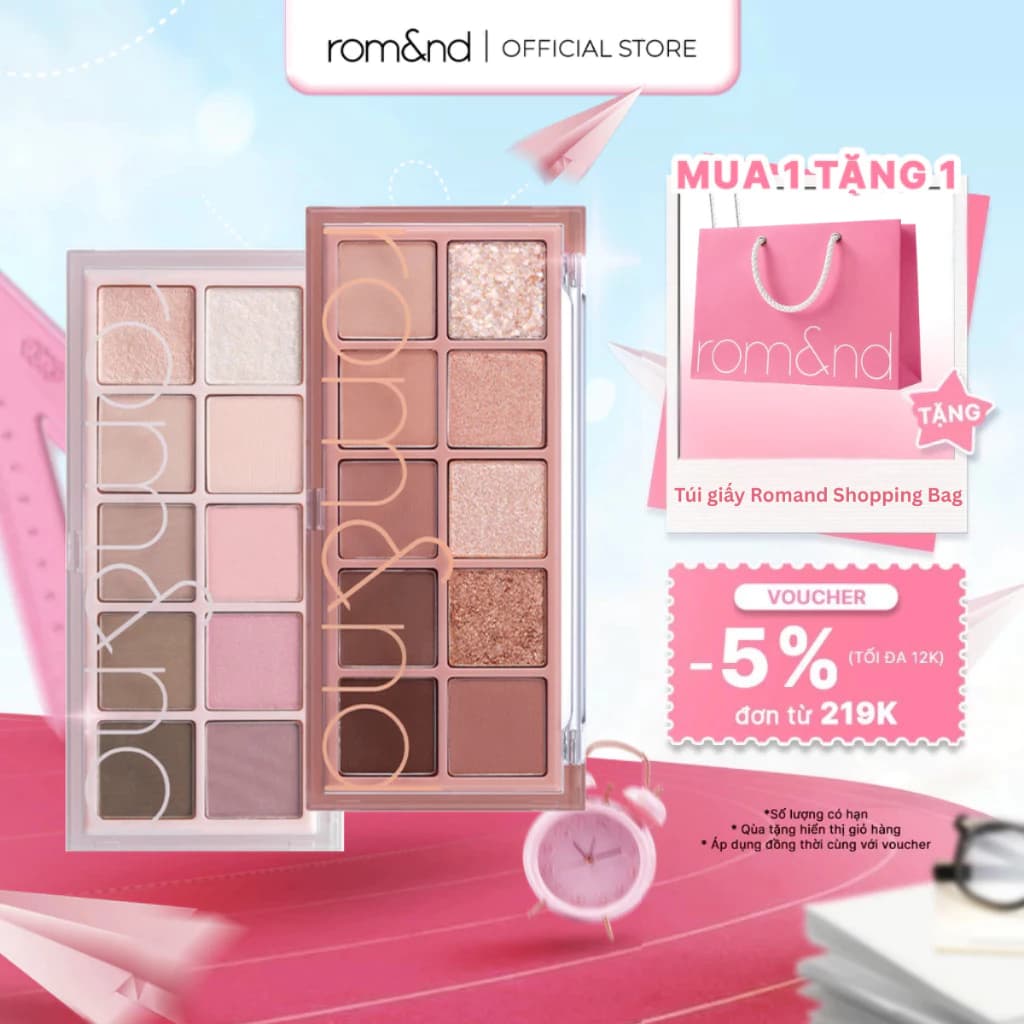 [Rom&nd] Bảng phấn mắt 10 màu siêu lấp lánh Hàn Quốc Romand Better Than Palette 7.5g