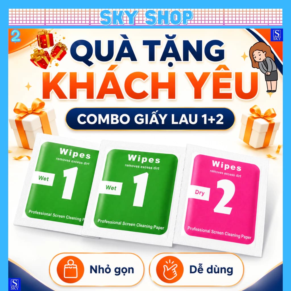 [QUÀ TẶNG GIẤY LAU] Khăn lau 1 và 2 mếng lau vệ sinh màn hình điện thoại [VIP9]