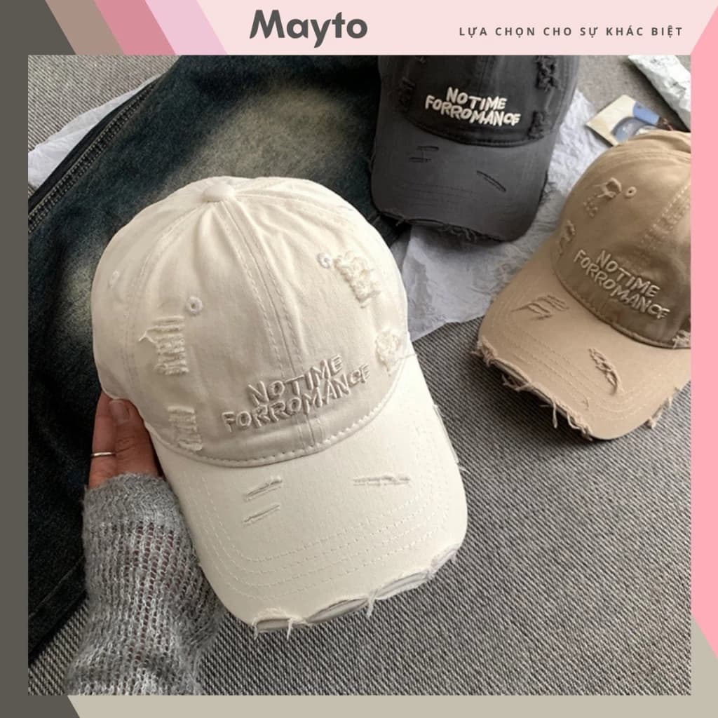 Mũ lưỡi trai, nón kết nam nữ Mayto thêu chữ Romance vải cotton form mềm có dây điều chỉnh NK-02