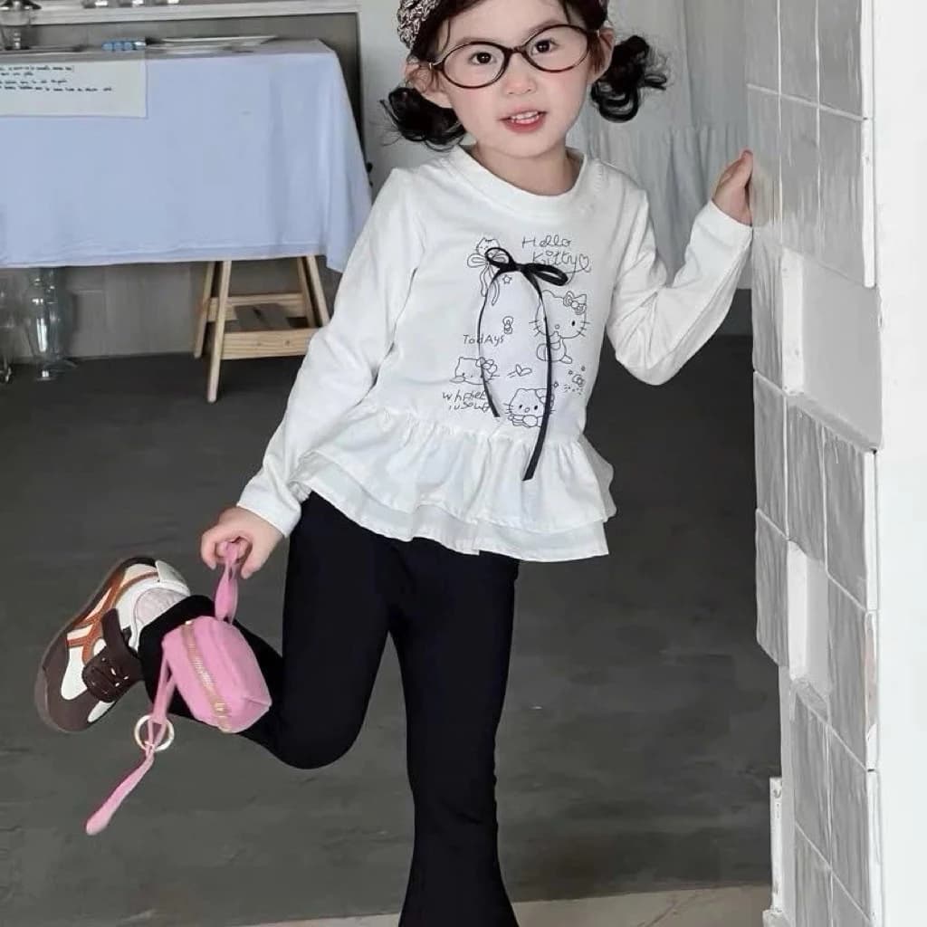 bộ quần áo dài thu đông dáng babydoll cho bé gái