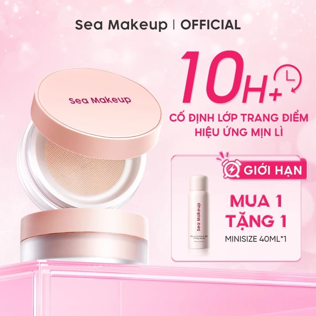 [Mua 1 Tặng 1] Phấn phủ Sea Makeup Hỗ trợ kiềm dầu mờ lỗ chân lông chống nước chống mồ hôi che phủ bóng dầu cho mặt 12g