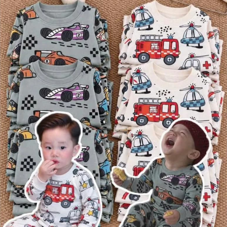Bộ quần áo dài tay tin họa tiết ô tô cute cho bé 8-22kg (ms3)