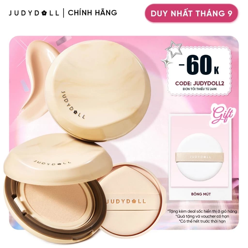 [NEW 2.0] JUDYDOLL Phấn Nước Long Wearing Cushion Che Phủ Tiệp da Tự nhiên Kiềm Dầu Lâu Trôi 14g