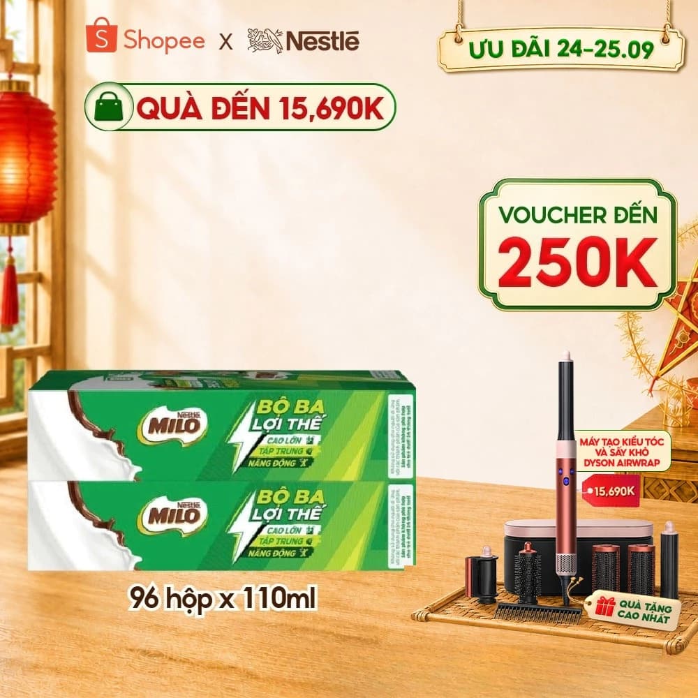 Combo 2 Sữa lúa mạch Nestlé® MILO® thùng 12 x 110ml (12x4x110ml)