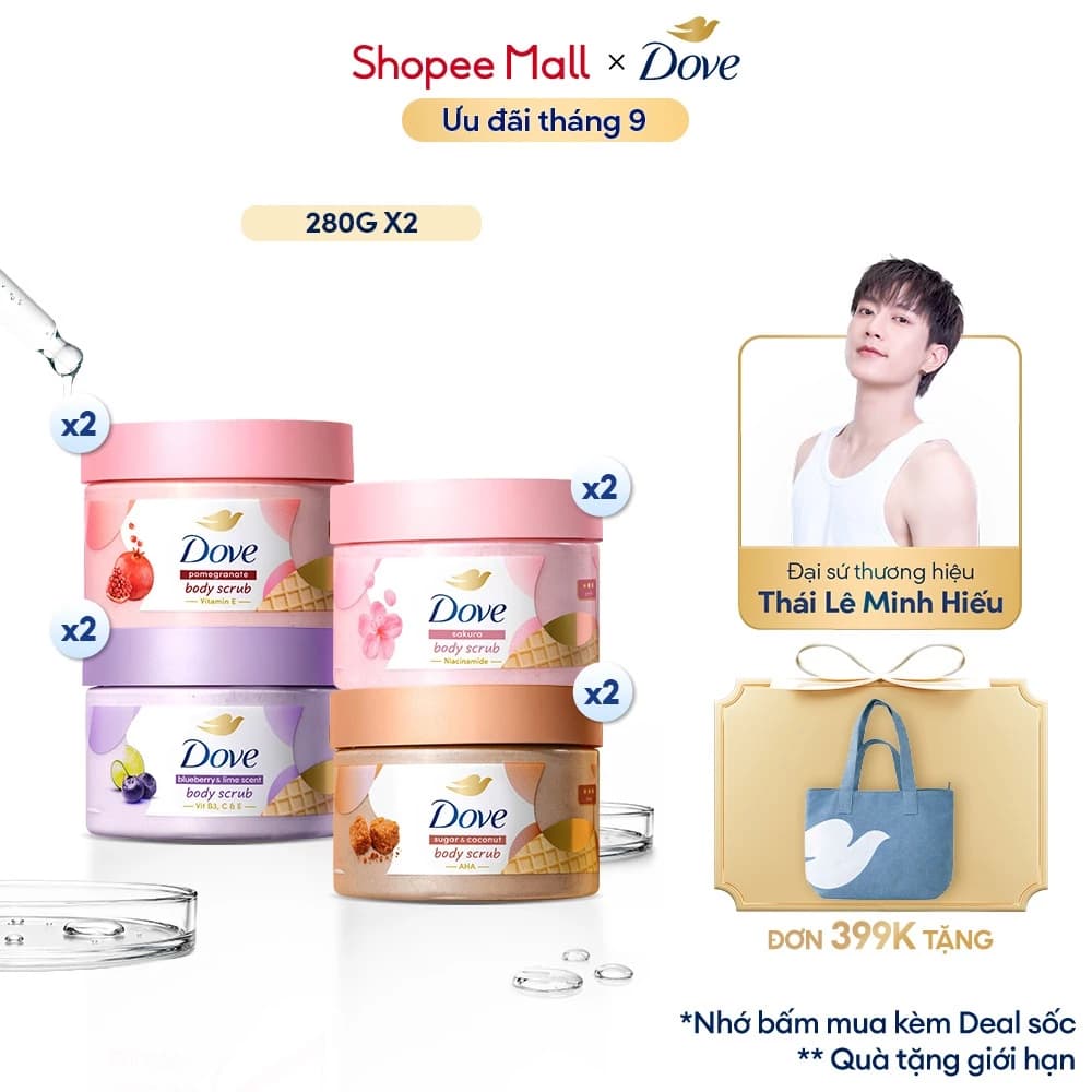 [MẪU MỚI 2026] Combo 2 Tẩy Da Chết Dưỡng Ẩm Toàn Thân Dove 280g