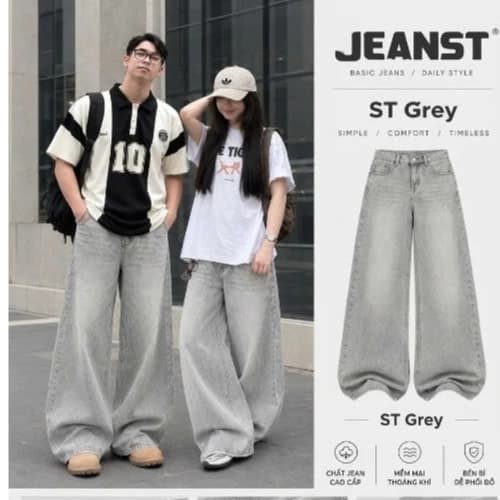 Quần jean unisex JSR06 ST GREY by JEANST wash xám, nam nữ mặc được, phối đồ siêu sinh