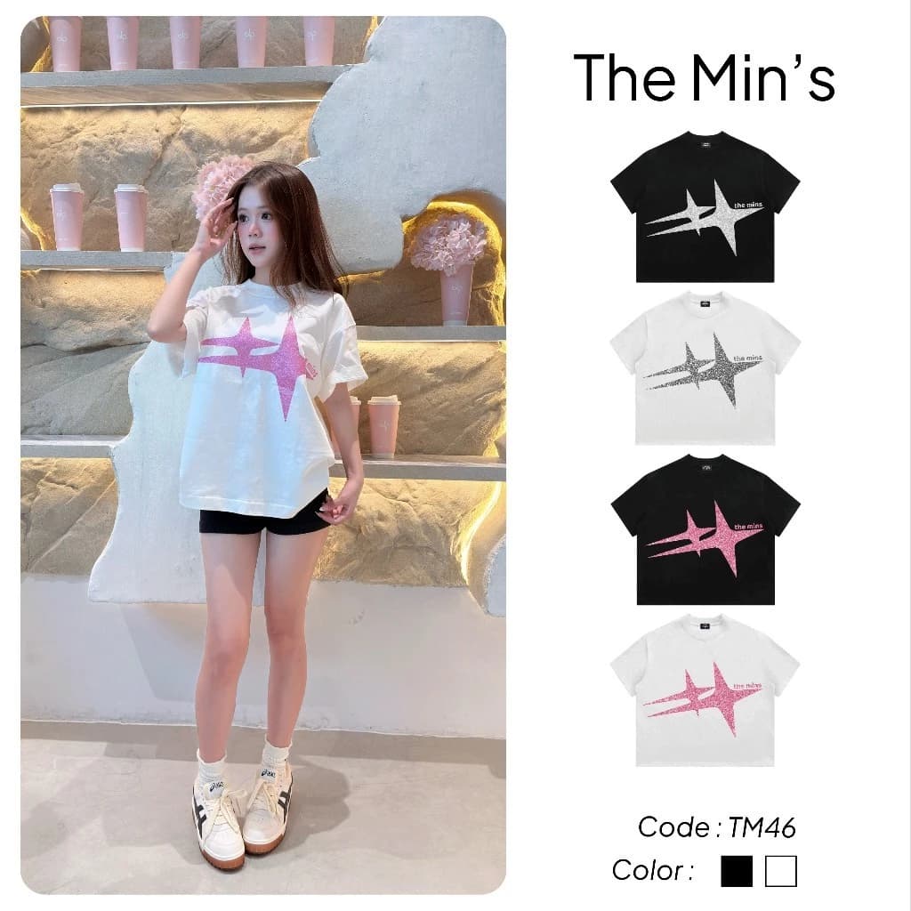 Áo Thun Local Brand The Min’s The Glitter Star Tee TM46 Áo Thun Unisex Form Boxy Vải Cotton 260gsm