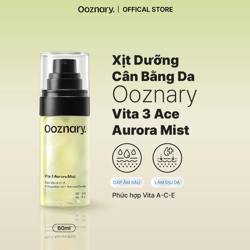 [LIVE] Xịt Dưỡng Cân Bằng Da Ooznary Vita 3 Ace Aurora Mist 60ml dưỡng ẩm làm sáng