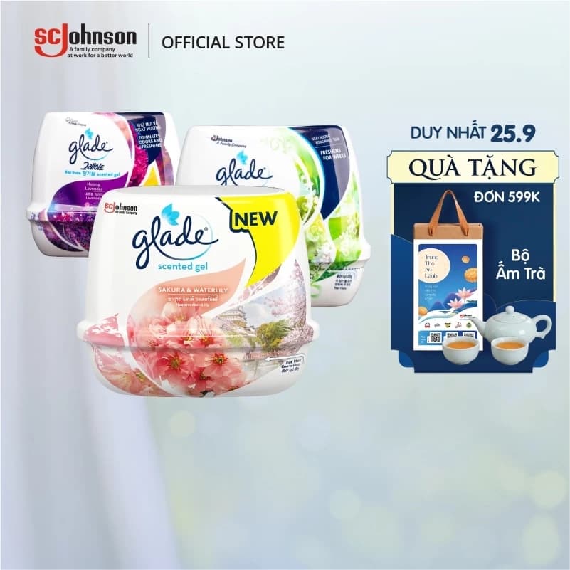 GLADE Combo 3 Sáp Thơm Khử Mùi Lưu Hương Bền Lâu 180g x3