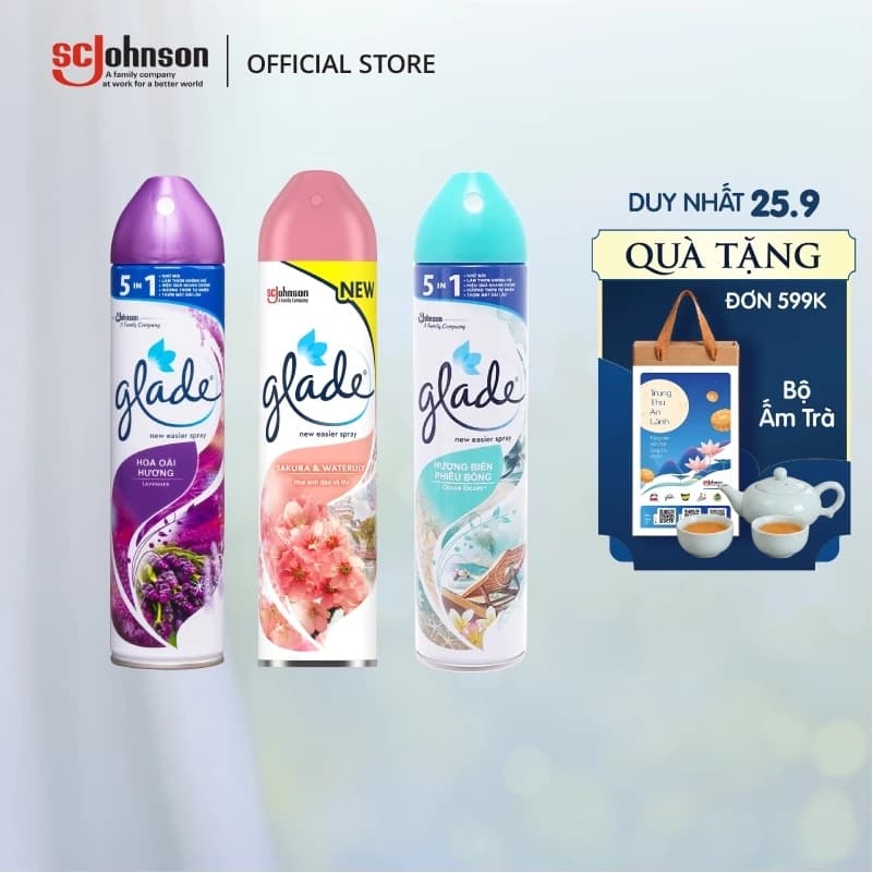 GLADE Combo 3 Xịt Thơm Phòng Khử Mùi Lưu Hương Bền Lâu 280ml x3