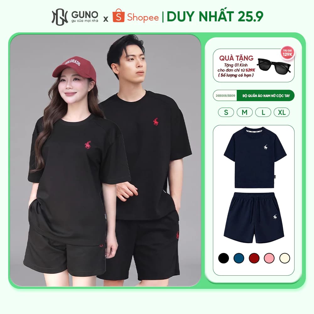 [BST MODAL COOL 2026] Bộ quần áo nam nữ logo ngựa GUNO vải modal cool dáng thể thao 26BG08/BB09/BK56